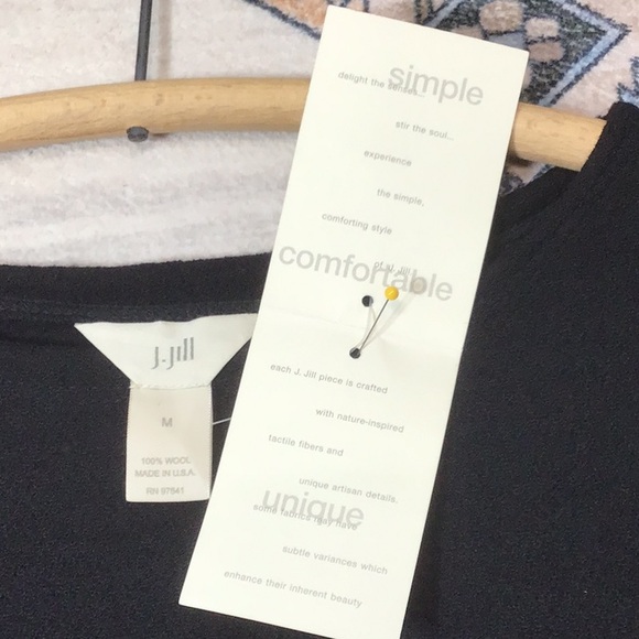 J. Jill Black Wool Knit Long Bell Sleeve A-Line Knee Length - Picture 6 of 11